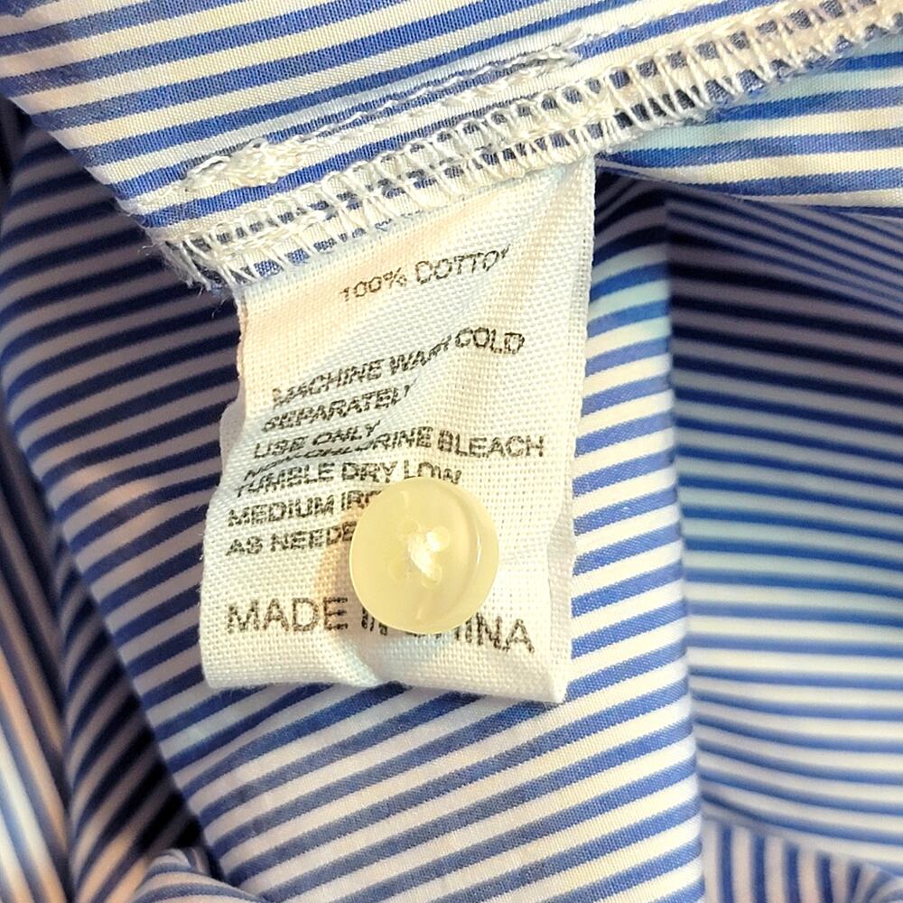 Travota Marianne NWT Birds of Paradise Button Ruffle Shirt Blue White Cotton XS - Picture 12 of 14